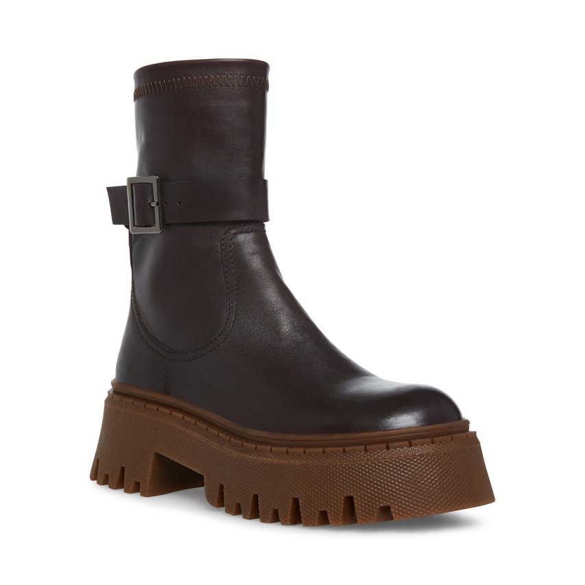 Botines Steve Madden Everly Cuero Mujer Chocolate | ES JD29S4